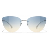 Chanel - Occhiali da Sole Cat-Eye - Argento Scuro Blu - Chanel Eyewear