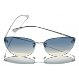 Chanel - Occhiali da Sole Cat-Eye - Argento Scuro Blu - Chanel Eyewear