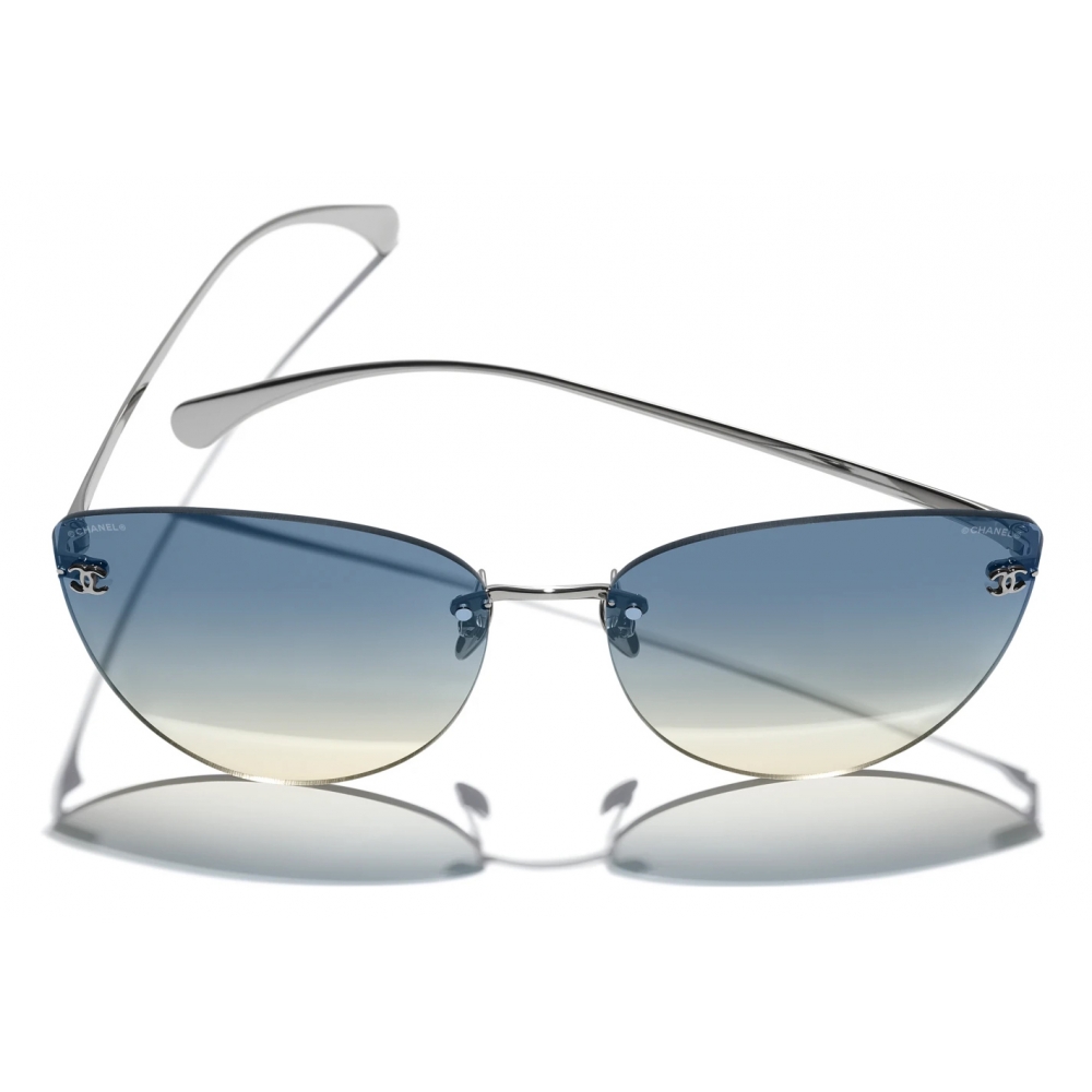 Chanel - Cat-Eye Sunglasses - Dark Silver Blue - Chanel Eyewear - Avvenice