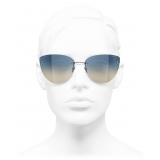 Chanel - Occhiali da Sole Cat-Eye - Argento Scuro Blu - Chanel Eyewear