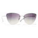 Chanel - Occhiali da Sole Cat-Eye - Argento Viola - Chanel Eyewear