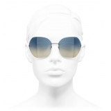 Chanel - Occhiali da Sole Quadrati - Argento Scuro Blu - Chanel Eyewear