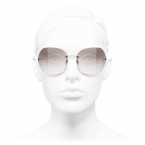 Chanel - Occhiali da Sole Quadrati - Argento Marrone - Chanel Eyewear