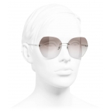 Chanel - Occhiali da Sole Quadrati - Argento Marrone - Chanel Eyewear