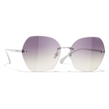 Chanel - Occhiali da Sole Quadrati - Argento Viola - Chanel Eyewear