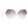 Chanel - Square Sunglasses - Silver Purple - Chanel Eyewear