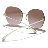 Chanel - Occhiali da Sole Quadrati - Oro Marrone - Chanel Eyewear