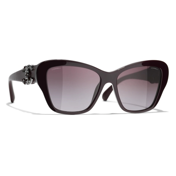 Chanel - Butterfly Sunglasses - Burgundy Dark Silver Purple - Chanel Eyewear