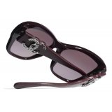 Chanel - Occhiali da Sole a Farfalla - Borgogna Argento Scuro Viola - Chanel Eyewear