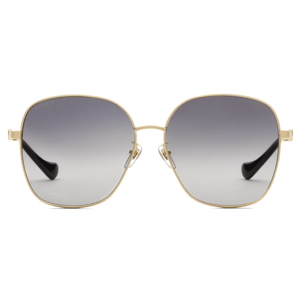 Gucci - Specialized Fit Rectangular Sunglasses - Gold Grey - Gucci Eyewear