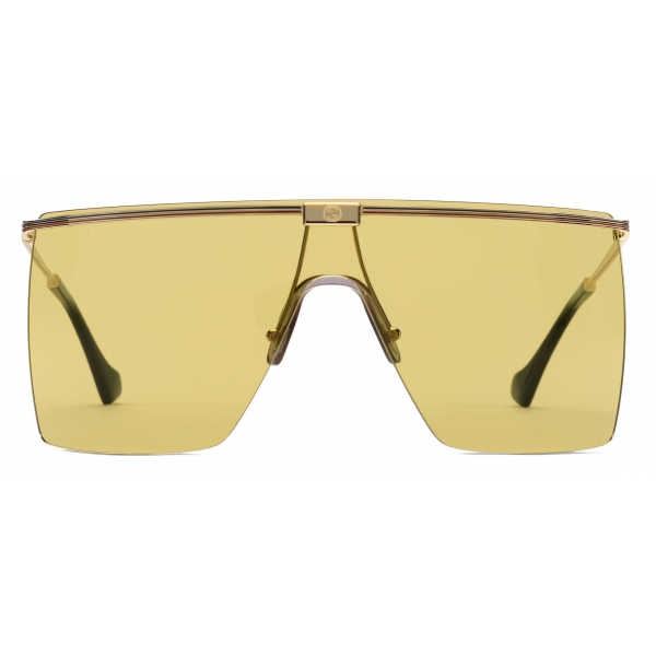 Gucci - Occhiale da Sole Rettangolari a Mascherina - Oro - Gucci Eyewear