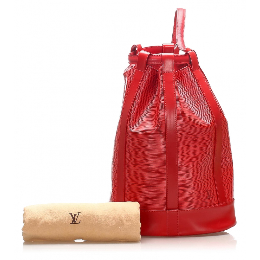 Vintage Louis Vuitton Bucket Noe Gm Tote Red Black Epi Leather
