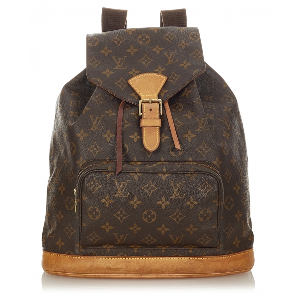 Louis Vuitton Monogram Montsouris MM Rucksack Backpack PVC Canvas Leather  Brown