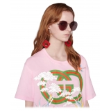 Gucci - Tiger Occhiali da Sole Rotondi con Pendente - Oro Marrone - Gucci Eyewear