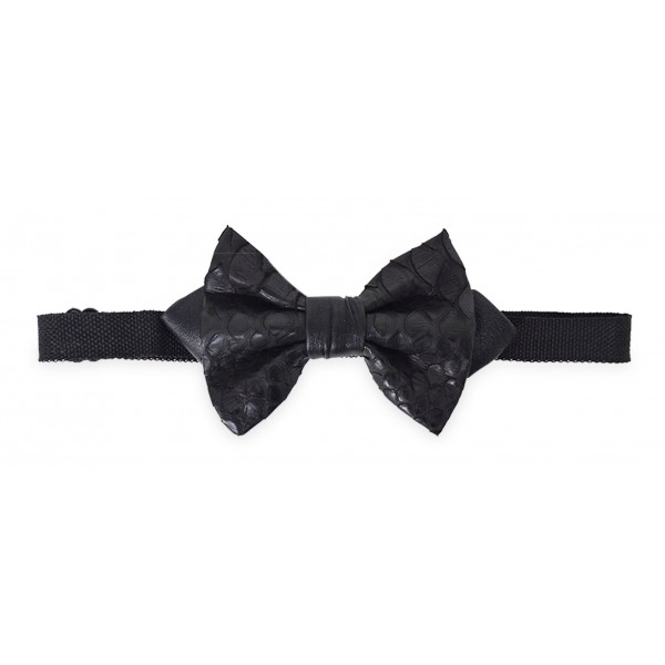 Ammoment - Python in Black - Leather Victor Bow Tie