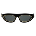 Gucci - Mask Sunglasses with Gold Metal Rim - Black - Gucci Eyewear