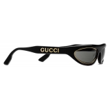 Gucci - Mask Sunglasses with Gold Metal Rim - Black - Gucci Eyewear