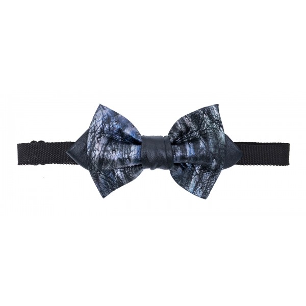 Ammoment - Ostrich in Tahitian Pearl Black - Leather Victor Bow Tie