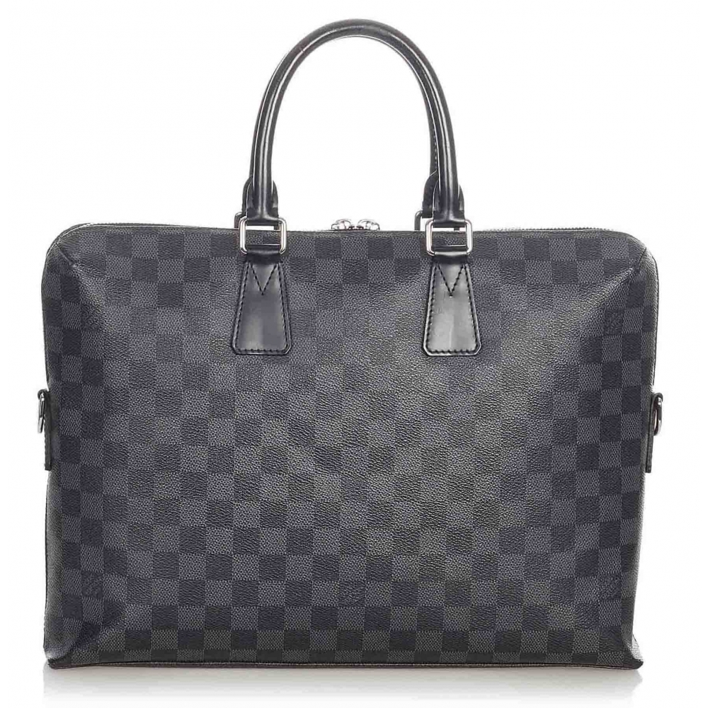 Louis Vuitton Damier Graphite Unisex Calfskin Blended Fabrics Street Style Leather, Black