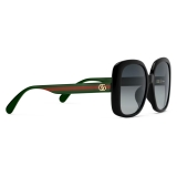 Gucci - Occhiali da Sole Quadrati  con Dettaglio Web - Nero - Gucci Eyewear