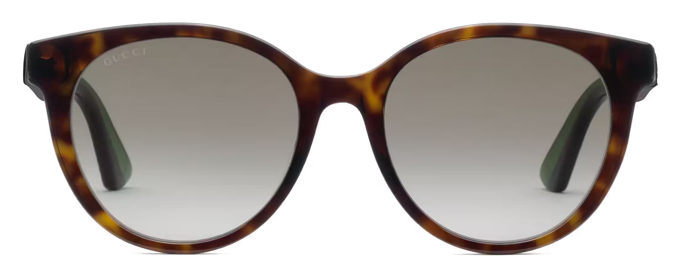 gucci brown tortoiseshell round logo glasses