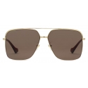 Gucci - Occhiale da Sole con Ponte Basso - Oro Marrone - Gucci Eyewear