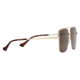 Gucci - Occhiale da Sole con Ponte Basso - Oro Marrone - Gucci Eyewear