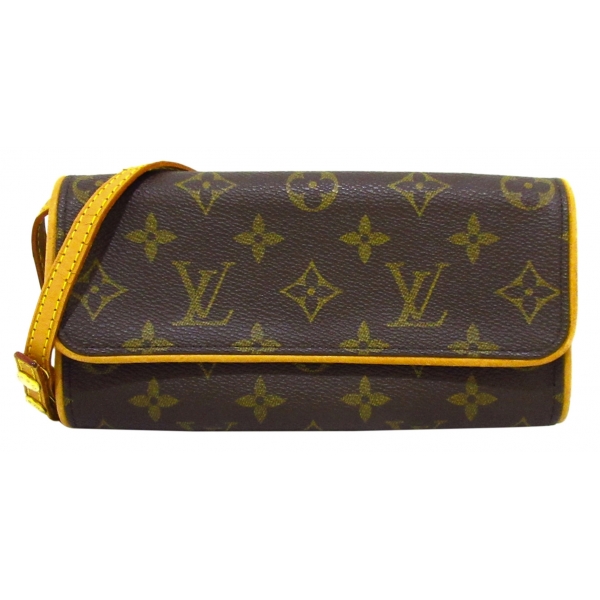 Louis Vuitton Vintage - Monogram Pochette Twin Brown - Monogram Canvas and Vachetta Leather Crossbody Bag - Luxury High Quality