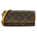 Louis Vuitton Vintage - Monogram Pochette Twin PM - Marrone - Borsa in Tela Monogram e Pelle Vacchetta - Alta Qualità Luxury