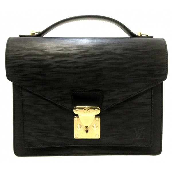 Louis Vuitton Vintage - Epi Monceau Satchel - Nero - Borsa in Pelle Epi - Alta Qualità Luxury