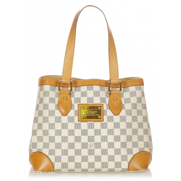 Louis Vuitton Damier Azur Hampstead PM Shoulder Tote Bag LV White