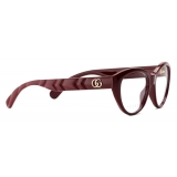 Gucci - Oval Frame Optical Glasses - Burgundy - Gucci Eyewear