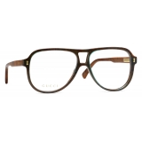 Gucci - Pilot Frame Optical Glasses - Blue Brown - Gucci Eyewear