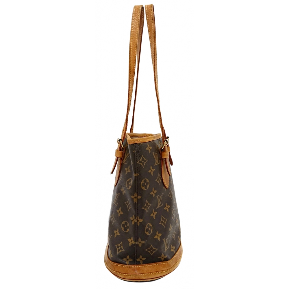 Louis Vuitton Classic Monogram Canvas Petit Bucket Bag.  Luxury