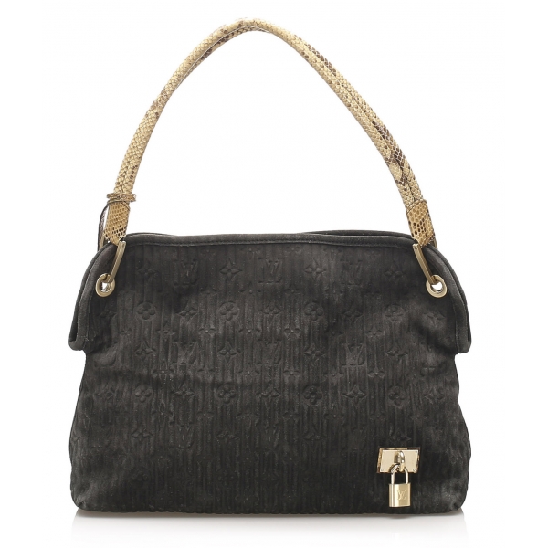 Louis Vuitton Gold and Black Python Embossed Leather And Suede