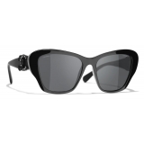 Chanel - Occhiali da Sole a Farfalla - Nero Grigio - Chanel Eyewear