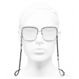 Chanel - Occhiali da Vista Quadrata - Argento Scuro Blu - Chanel Eyewear