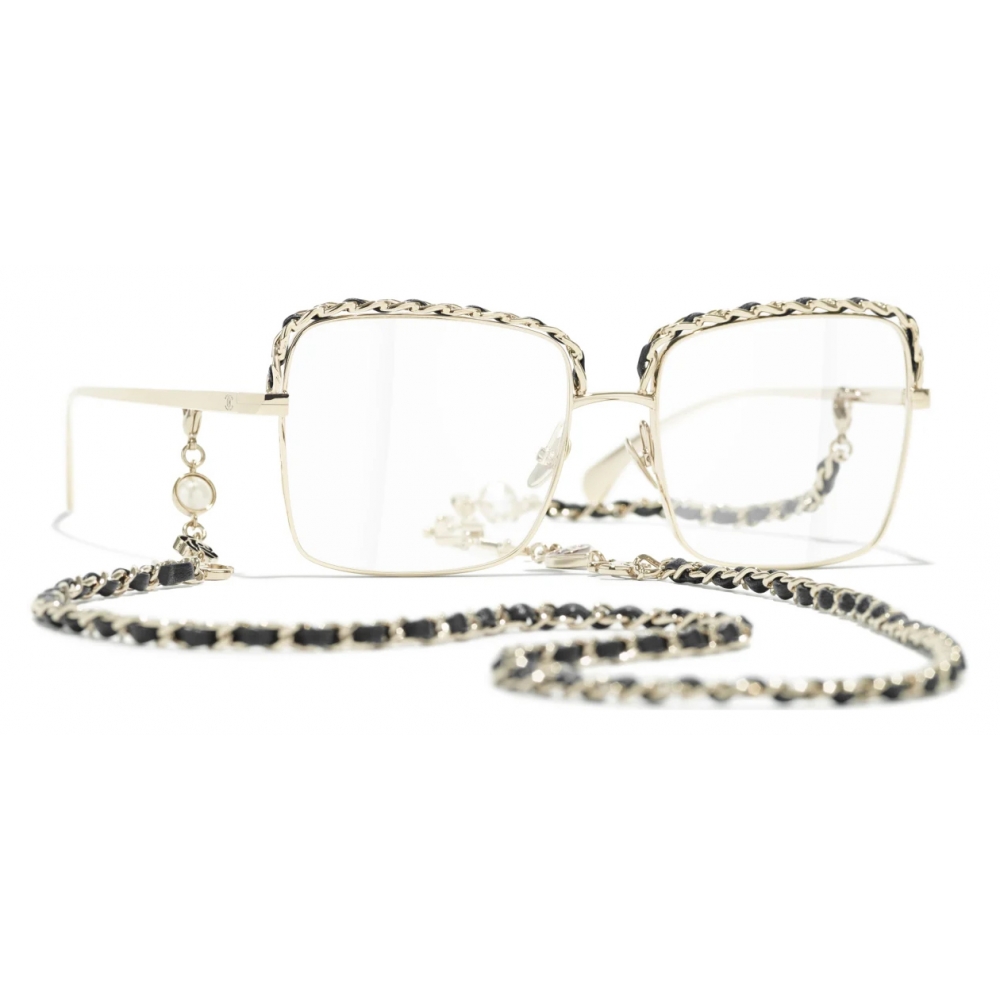 Chanel - Square Eyeglasses - Gold Black - Chanel Eyewear - Avvenice