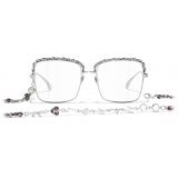 Chanel - Occhiali da Vista Quadrata - Argento Borgogna - Chanel Eyewear