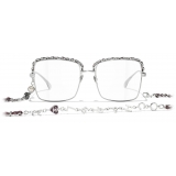 Chanel - Square Eyeglasses - Silver Burgundy - Chanel Eyewear