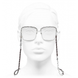 Chanel - Occhiali da Vista Quadrata - Argento Borgogna - Chanel Eyewear