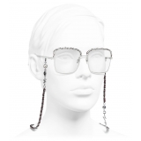 Chanel - Occhiali da Vista Quadrata - Argento Borgogna - Chanel Eyewear