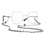 Chanel - Occhiali da Vista a Farfalla - Argento Borgogna - Chanel Eyewear