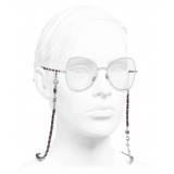 Chanel - Occhiali da Vista a Farfalla - Argento Borgogna - Chanel Eyewear