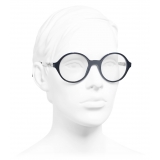 Chanel - Occhiali da Vista Rotondi - Blu Argento - Chanel Eyewear