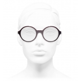 Chanel - Occhiali da Vista Rotondi - Rosso Argento Scuro - Chanel Eyewear