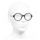 Chanel - Occhiali da Vista Rotondi - Nero Argento - Chanel Eyewear