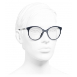 Chanel - Occhiali da Vista Pantos - Blu Argento - Chanel Eyewear