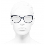 Chanel - Square Eyeglasses - Blue Silver - Chanel Eyewear