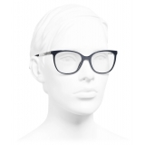 Chanel - Occhiali da Vista Quadrata - Blu Argento - Chanel Eyewear